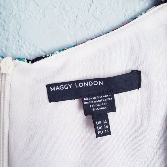 London Times Multicolor Kaleidoscope Sweatheart Neckline Dress - Picture 7 of 13